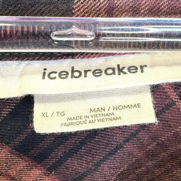 Icebreaker Shirt Mens Size XL Plaid 100% Wool Long Sleeve Button Front Outdoor - Picture 2 of 5